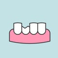 Broken or chipped tooth, dental related icon, filled outline