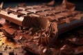 Broken chocolate bar cream. Generate Ai Royalty Free Stock Photo