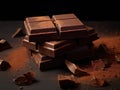 Broken Chocolate Bar, Milk Chocolate Pieces, Cubes, Small Bloks Pile, Choco Segments Stack