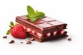 Broken chocolate bar with yummy strawberry sugar natural. Generate Ai Royalty Free Stock Photo