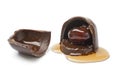 Broken chocolate cherry bonbon Royalty Free Stock Photo
