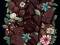 Dark chocolate background created with generative ai technology