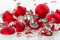 Broken Christmas balls over a white background Royalty Free Stock Photo