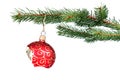 Broken Christmas decoration hanging on a tree Royalty Free Stock Photo