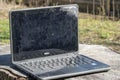 Broken Chromebook Outside Royalty Free Stock Photo