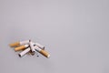 broken cigarettes with scattered tobacco, quit smoking concept Royalty Free Stock Photo