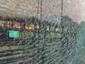 Broken clearglass at the subway entrance