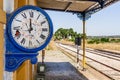 Broken clock in the deactivated train station of Crato. Royalty Free Stock Photo
