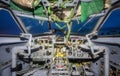 Broken cockpit pilots of a passenger plane