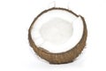 Broken coconut isolated on whi