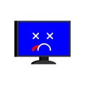 Broken computer. Dead PC Emoji. Blue screen of death. Vector