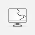 Broken Computer Display line icon. Vector Cracked Screen sign