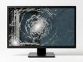 Broken computer monitor display isolated on white background Royalty Free Stock Photo