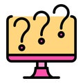 Broken computer monitor icon color outline vector Royalty Free Stock Photo