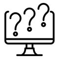 Broken computer monitor icon, outline style Royalty Free Stock Photo