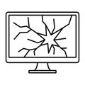 Broken computer monitor icon, outline style Royalty Free Stock Photo