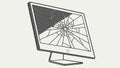 Broken computer screen, symbolizing data loss, tech issues, and errors. vector design Generative AI Royalty Free Stock Photo
