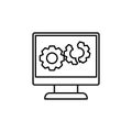 broken computer system line icon. Element of cyber security icon for mobile concept and web apps. Thin line broken computer system Royalty Free Stock Photo