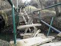 Broken concrete pedestrian bridge in Kaunas