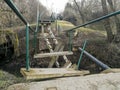 Broken concrete pedestrian bridge in Kaunas