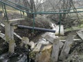 Broken concrete pedestrian bridge in Kaunas