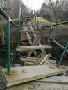 Broken concrete pedestrian bridge in Kaunas