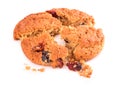 Broken cookies on white background Royalty Free Stock Photo