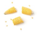 Broken corn on cobs kernels peeled