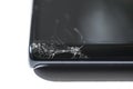 Broken corner of a smartphone curved screen