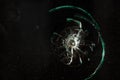 broken cracked glass with hole over black background Royalty Free Stock Photo