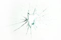 Broken and cracked glass with hole Royalty Free Stock Photo