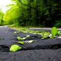 broken cracked road asphalt due earthquake, Ai generated Royalty Free Stock Photo