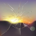 Broken and cracked window glass realistic vector Royalty Free Stock Photo