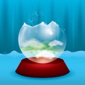 A broken crystal ball.. Vector illustration decorative background design