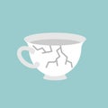 Broken cup isolated. Cracked mug. Vector illustration