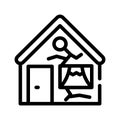 Broken damaged house line icon vector illustration