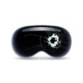 Cracked VR vision pro glasses. Broken damaged virtual reality headset. Realistic 3D vector Illustration.