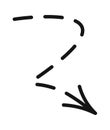 Broken dashed arrow indicating downward