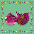 Broken decorated easter egg