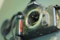 Broken and disassembled photo camera