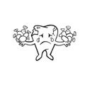 broken diseased tooth eating sweets oral hygiene, vector