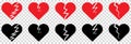 Broken or divorce hearts icons