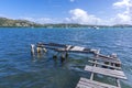 Broken dock in harbor