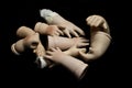 Broken Doll Parts on Black Background Royalty Free Stock Photo