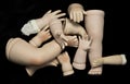 Broken Doll Parts on Black Background Royalty Free Stock Photo