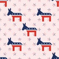 Broken donkeys seamless pattern on national stars.