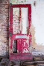 Broken door and brick wall Royalty Free Stock Photo