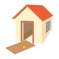 Broken door house icon, cartoon style