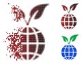 Broken Dot Halftone Global Sprout Icon Royalty Free Stock Photo