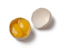 Broken double yolk egg in the shell Royalty Free Stock Photo